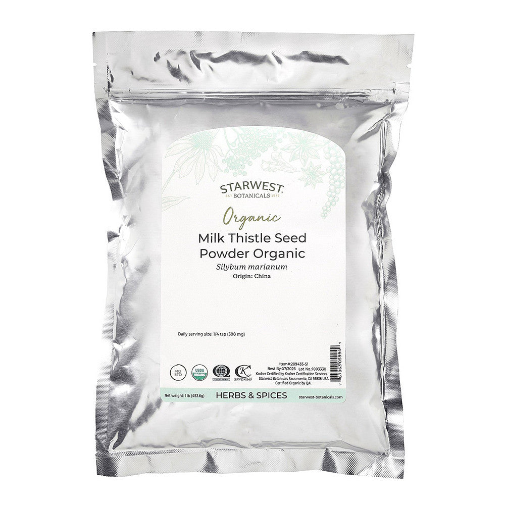 Starwest Botanicals Organic Milk Thistle Seed Powder, 1 Lb